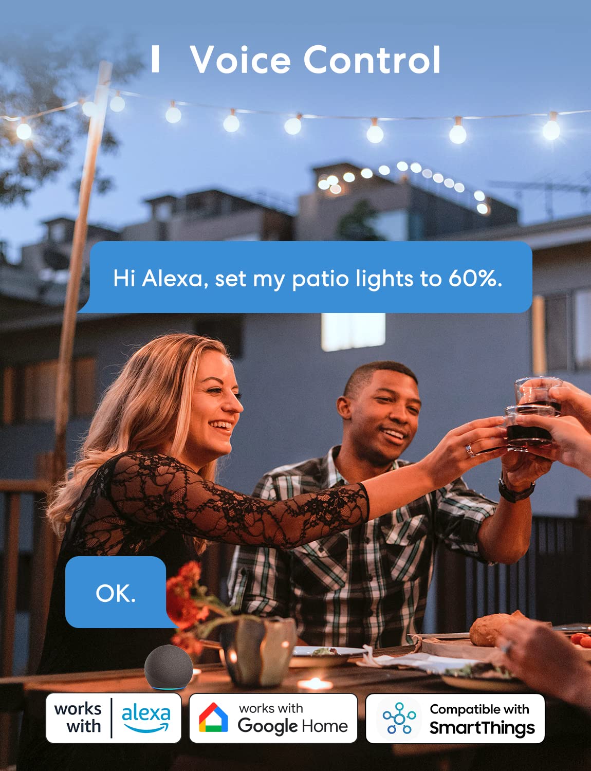 Meross Presa WiFi Esterna, Multipresa Intelligente Outdoor 2 Prese Uscita, Controllo Remoto Separato Tramite App, Compatibile con Alexa, Google Assistant, e SmartThings