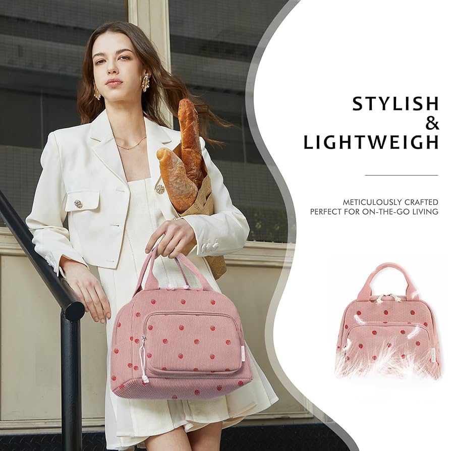 VelChic Lunch Bag For Women, Cute Corduroy Adult Insulated Lunch Box