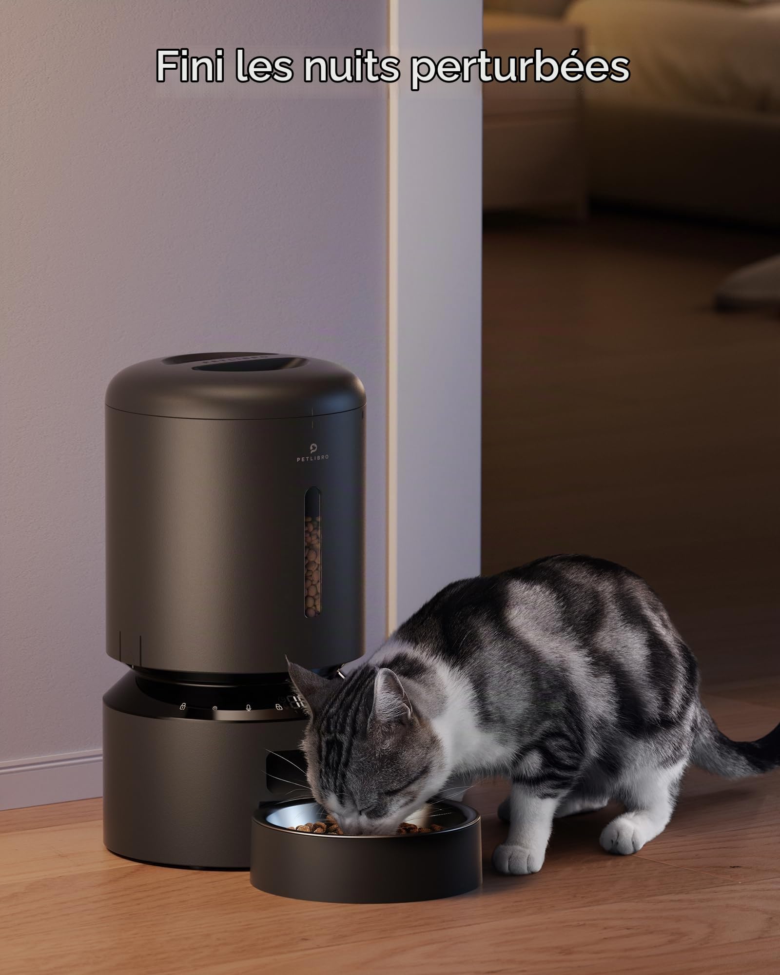 PETLIBRO Distributeur Automatique de Nourriture pour Chat, Triple Conservation avec Bol en Acier Inoxydable et Couvercle à Verrouillage Rotatif, jusqu'à 50 portions, 6 Repas par Jour, Grenier pour