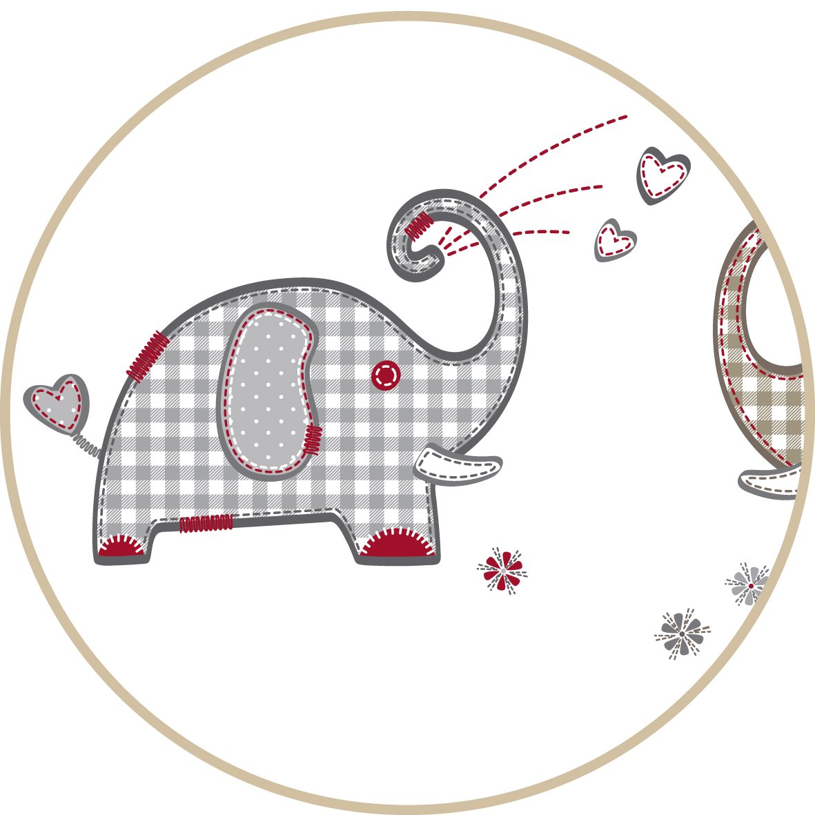 roba Lit Cododo Complet Jumbotwins - 60 x 120 cm - Lit Bébé + Textiles Complets à Motif Éléphants - Matelas, Ciel, Parure de Lit - 4 Roues à Freins - Bois Blanc