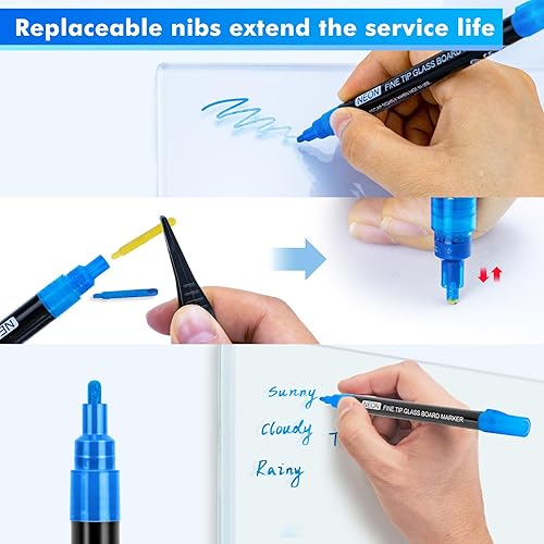 Miniatura 2 de maxtek Marcadores de borrado en seco neón de punta fina, marcadores de tiza líquida para pizarra, tablero de notas LED, acrílico, tablero del primer