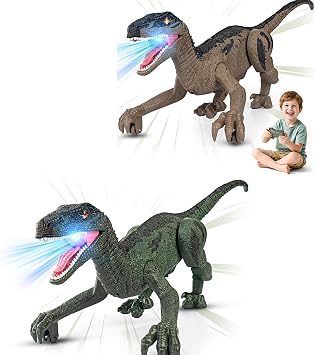 Rcfunkid Dinosaur Toys for Kids, 2.4GHz Remote Control Dinosaur with Walking, Realistic Sounds, Demo Mode, Rechargeable Jurassic Toys for 3-5, 5-7, 8-12, Birthdays, Parties, Childrens Day