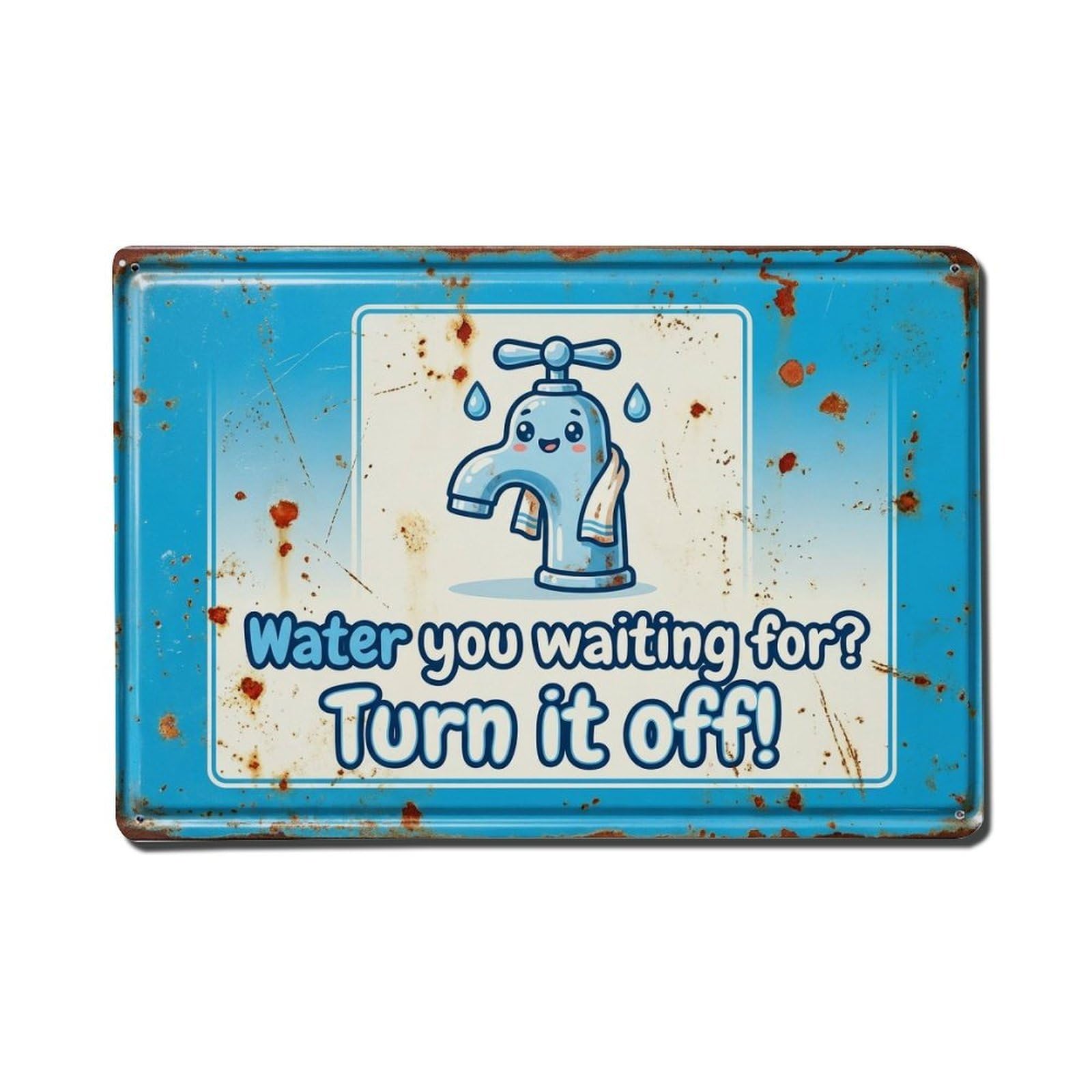 Olhnbad Style Water You Waiting For Turn It Off Eco Quote Metal Tin Sign