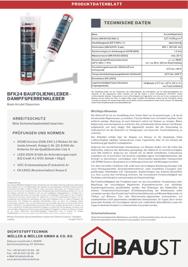 BFK24 Adhesivo para láminas de construcción, adhesivo para barrera de vapor, cinta de conexión para ventanas, cinta de conexión de ventana, barrera de vapor, 310 ml, azul (12)