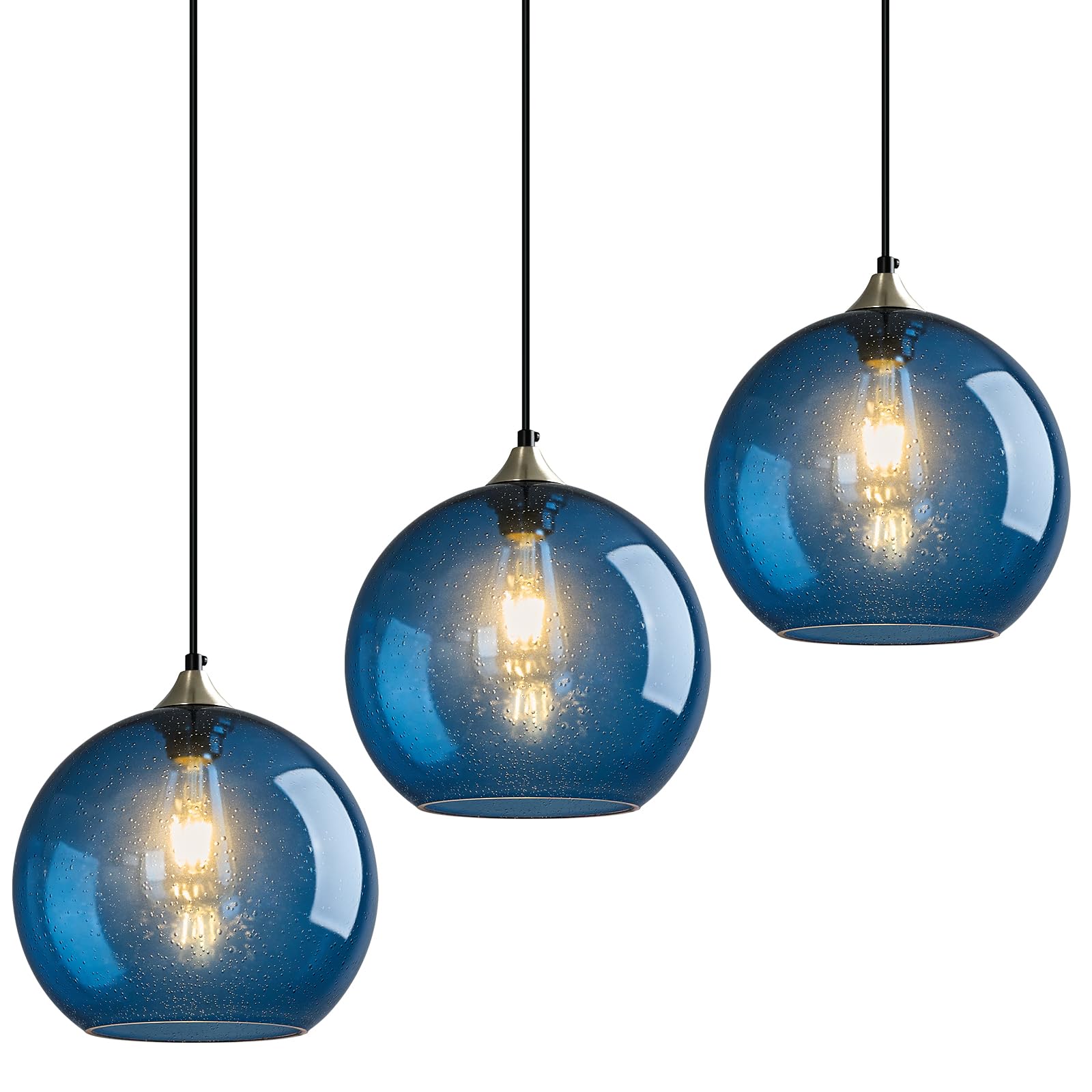 LBSQJ Blue Glass Pendant Lights Kitchen Island Lighting Globe