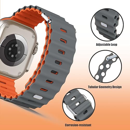 Miniatura 71 de Compatible with Apple Watch Ocean Bands 38mm 40mm 41mm 42mm 44mm 45mm 46mm 49mm Soft Silicone Wristbands Replacement Strap for iWatch Ultra 2 Ultra