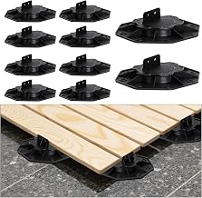 10 Pack Adjustable Decking Pedestal 18-30mm, Heavy Duty Joist Support Riser | for Wood, WPC & Composite Decking, UV-Proof Levelling System for Uneven Patios & Shed Base Reinforced Design