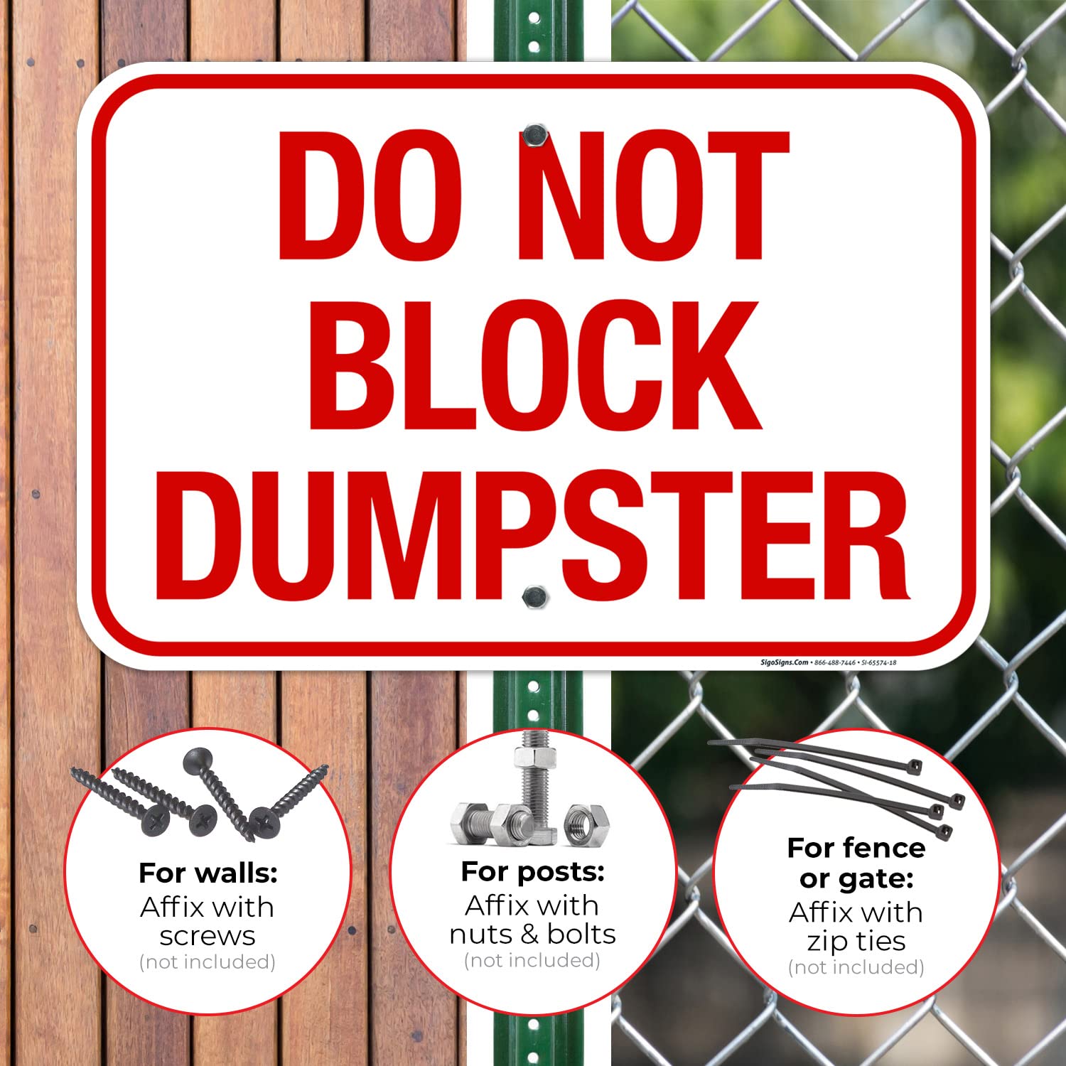 Do Not Block Dumpster Sign, 12x18 Inches, Rust Free .063 Aluminum, Fade Resistant, Made in USA