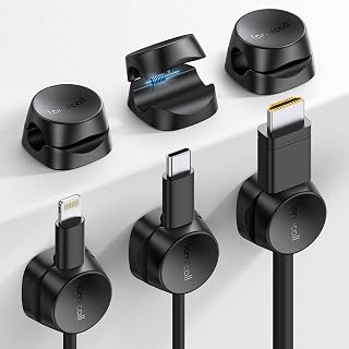 Lamicall Spring Lock Cable Organizer Clips, 6-Pack - One-Hand Desk Cable Management for Chargers, HDMI, USB Wires - Adhesive No-Residue Holder for Office, Nightstand, Car