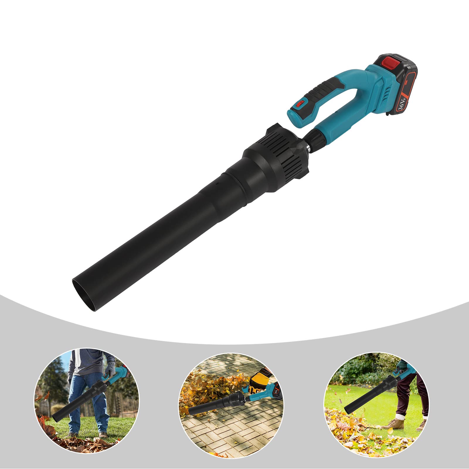 Soplador de hojas con batería de 21 V con barra telescópica de acero inoxidable, 5 marchas, batería ajustable con batería de litio de 15.000 mAh, soplador eléctrico de hojas con para cuidado del