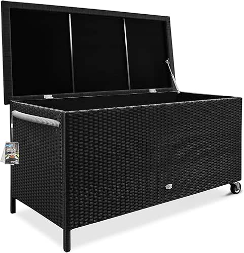 Casaria® Coffre de Jardin 400L résistant aux intempéries UV roulettes