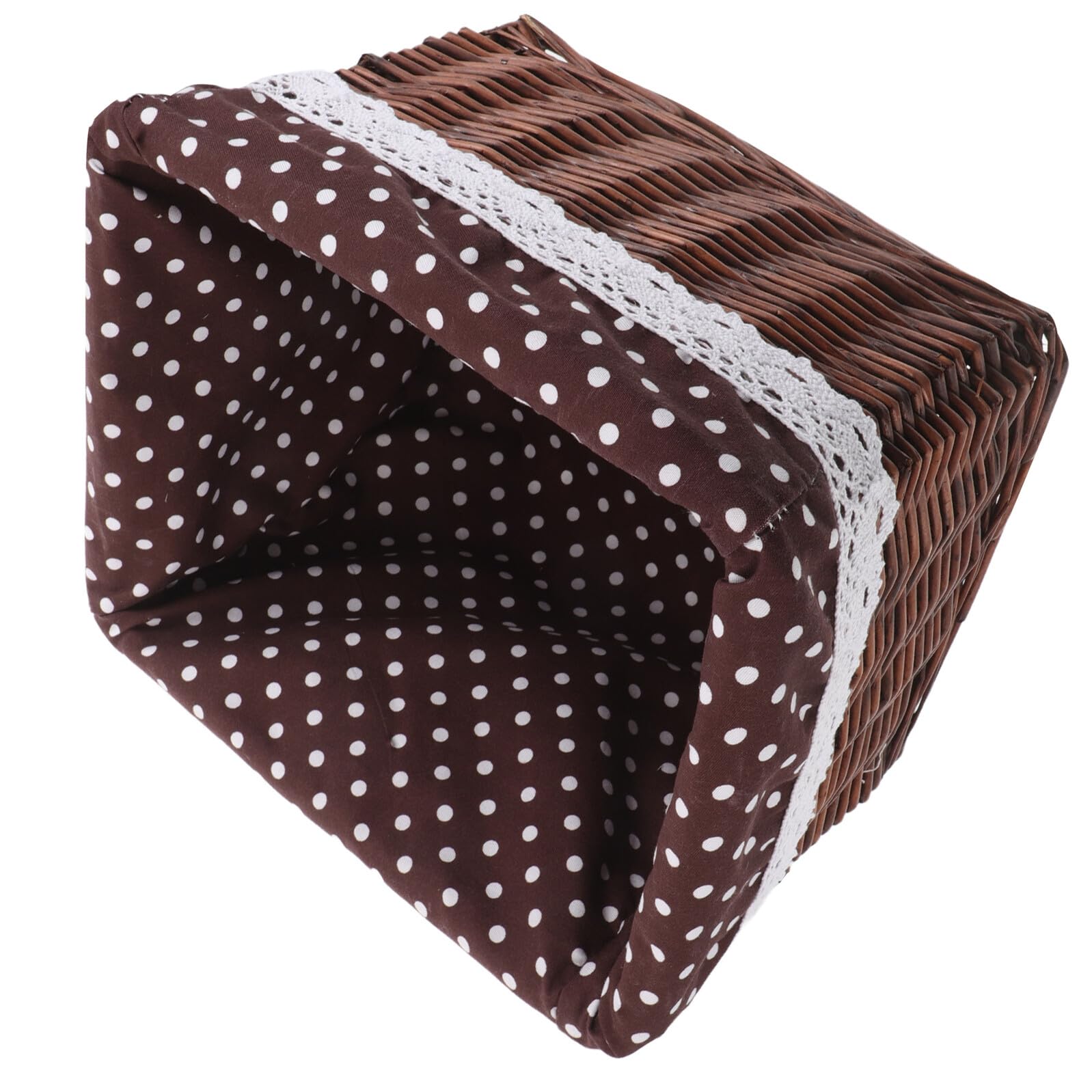 Panier osier tressé haut de gamme avec sa doublure marron à pois café chic et durable