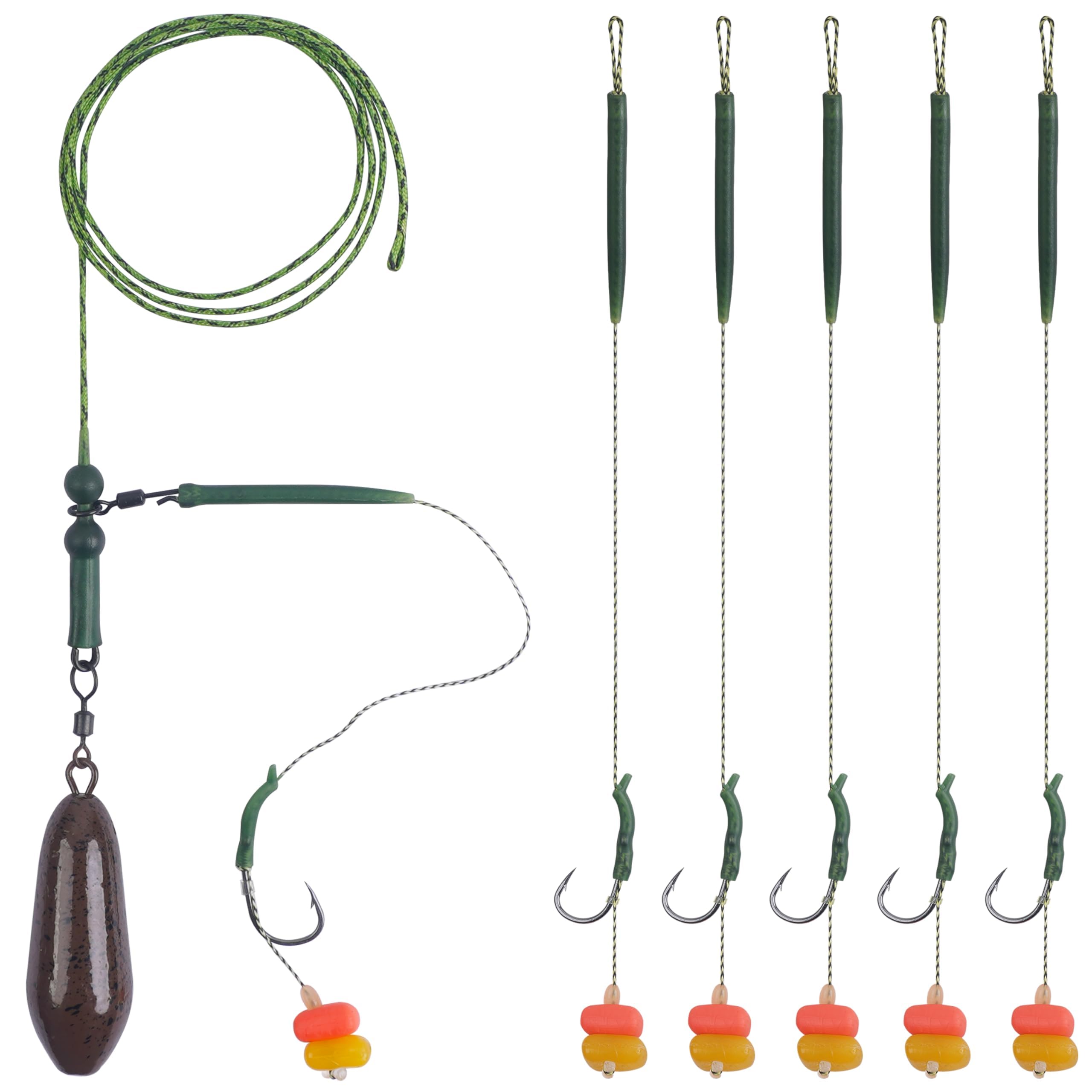 Carp Fishing Rigs Kit Handmade Setup Hair Rigs Terminal Tackle Kit Chod Helicopter Rig with Hook Swivels Corn Bait Leader Line Boilies Bait Rig Carp Fishing Accessories(Type D)