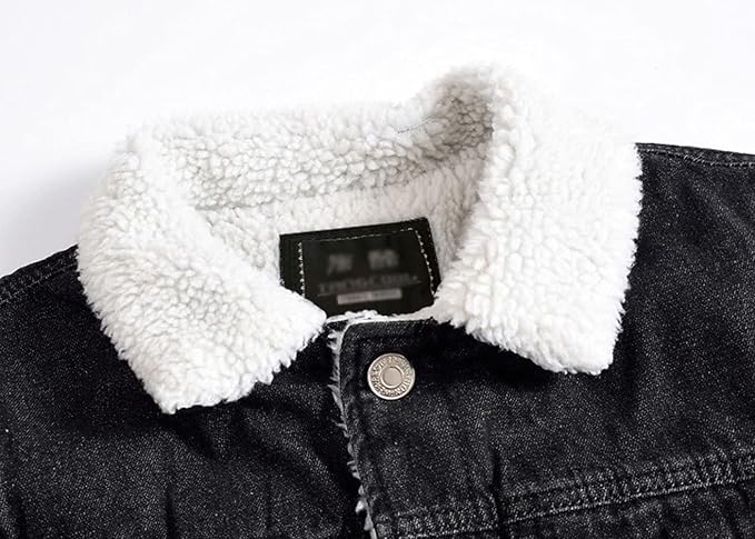 Fleece Denim Jacket Fur Jean Coat 