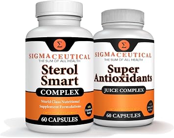 Niacin Beta Sitosterol Policosanol Plant Sterols - Garlic Cayenne Supplement Plus Super Antioxidant Supplement - Goji Berry, Acai Berry, Mangosteen, Resveratrol, Pomegranate & Noni