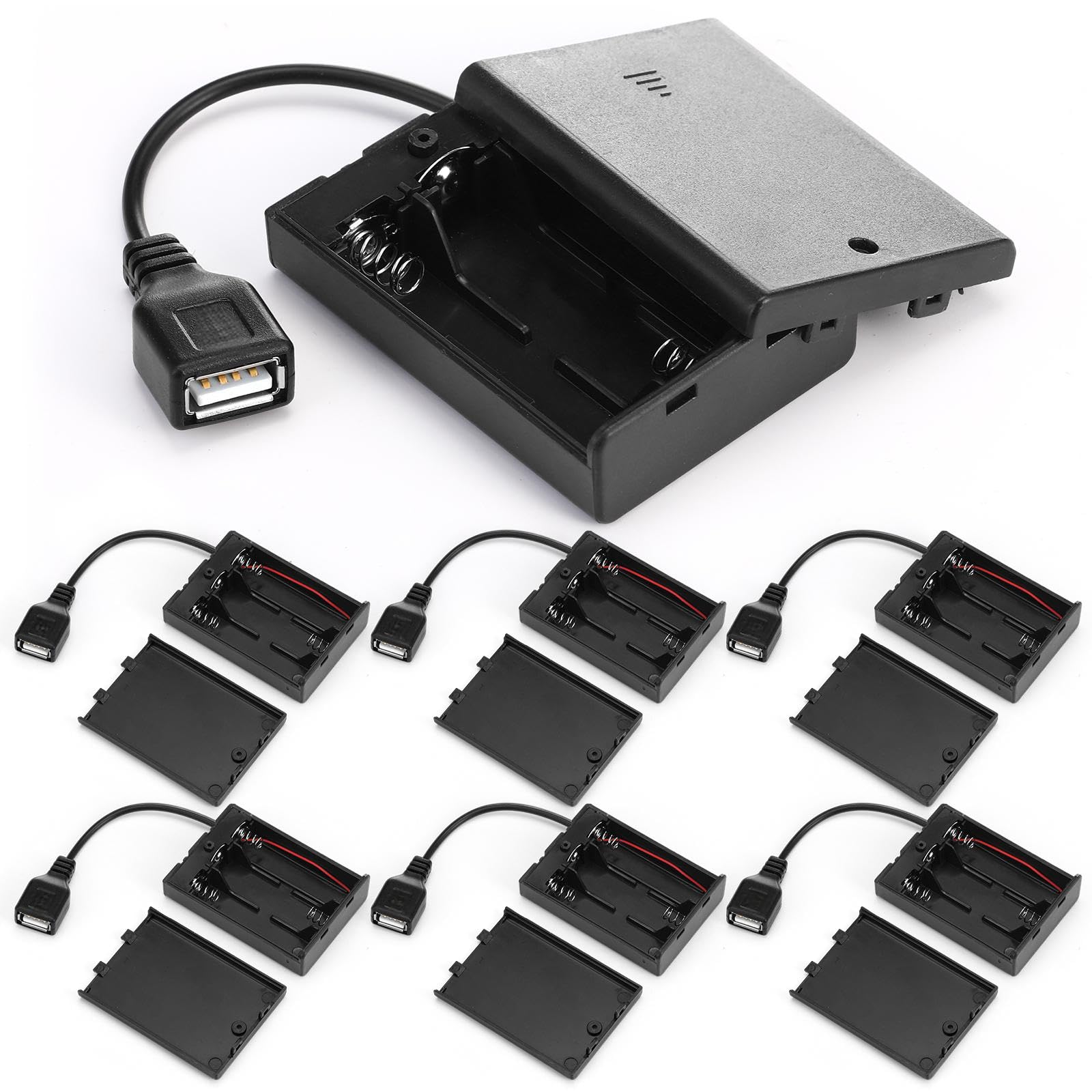 Copkim 6 Pcs USB Battery Pack for LED Lights 5V 3 AA USB to Battery Pack
