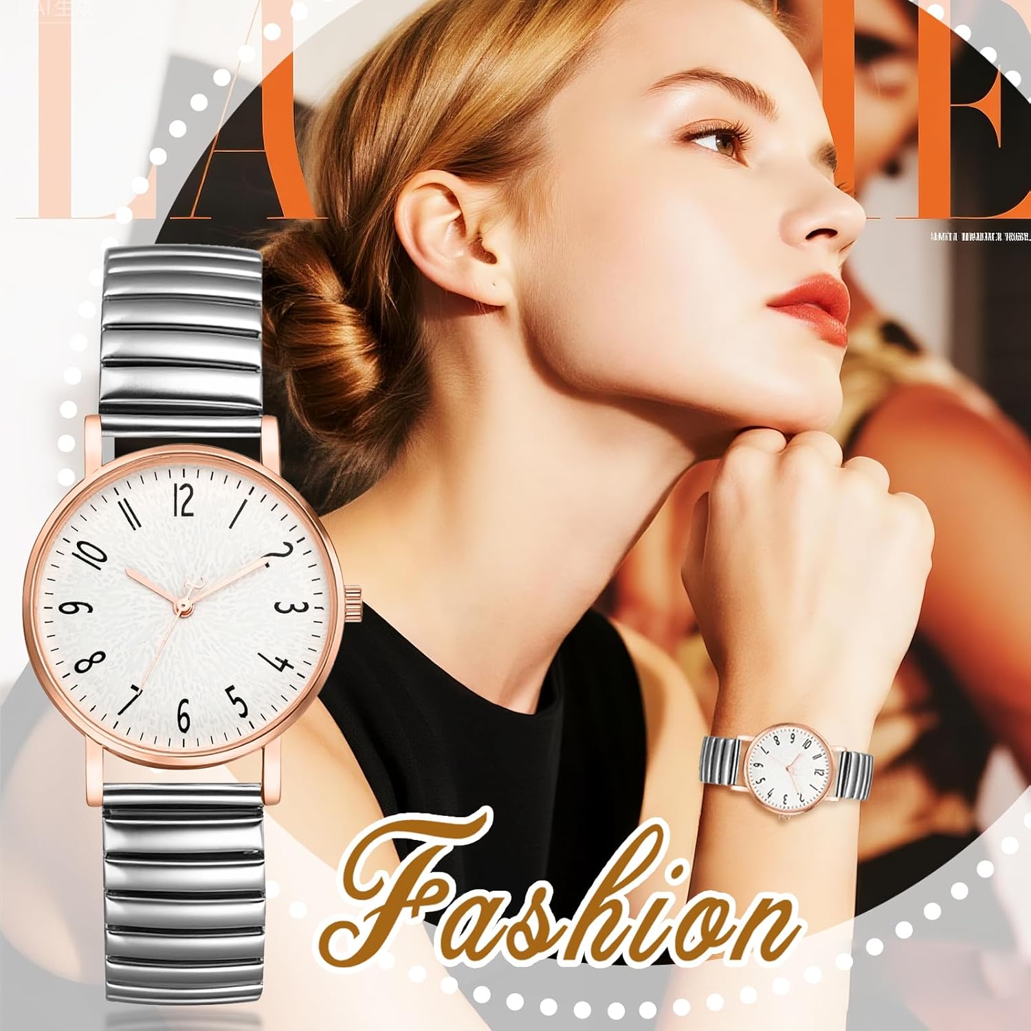 Avaner Women's Stretch Band Watches: Ladies Colorful Elastic Strap Easy Reader Analog Quartz Bangle Wrist Watch - Image 5