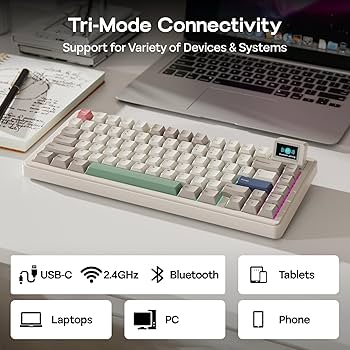 Amazon | EPOMAKER RT82 ワイヤレスゲーミングキーボード 液晶付き QMK