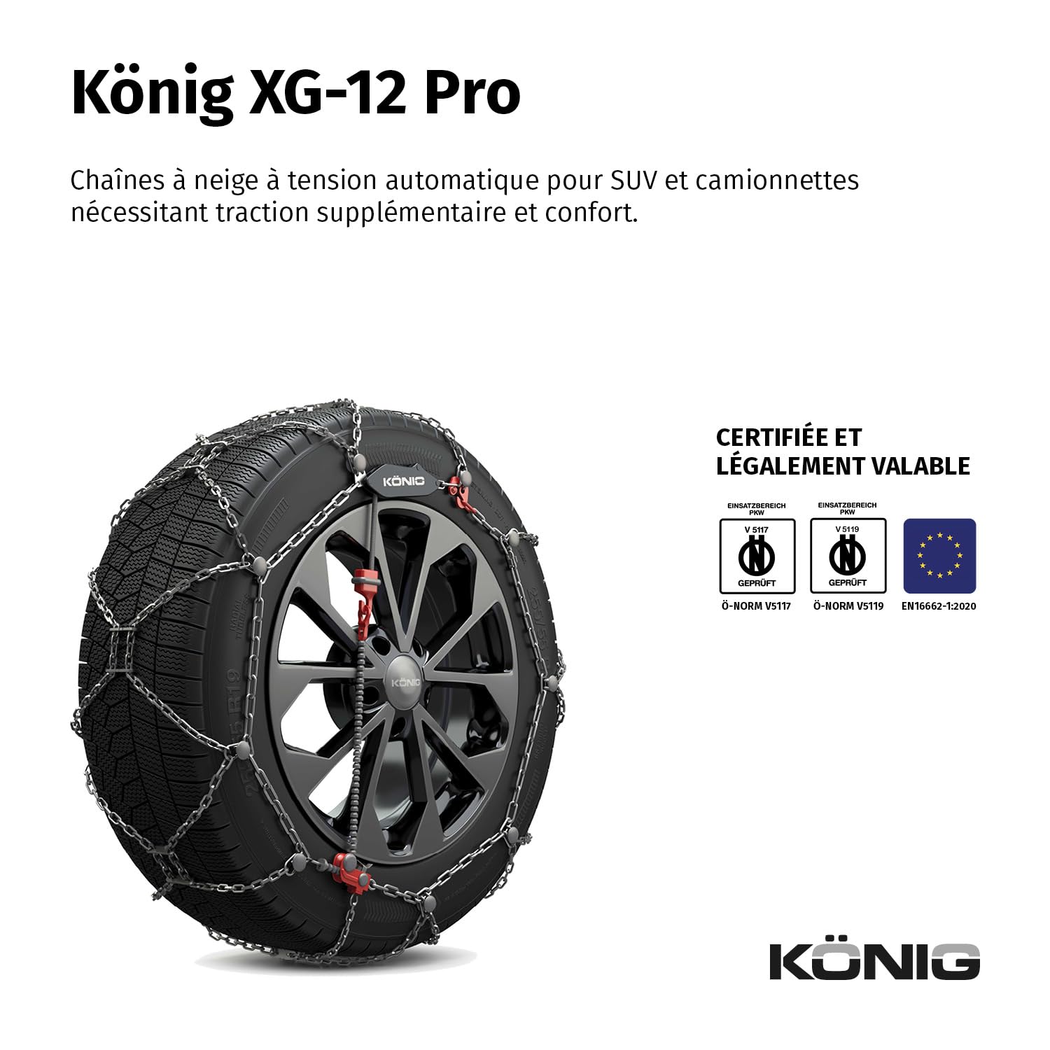 KÖNIG Chaînes à neige XG-12 PRO 252