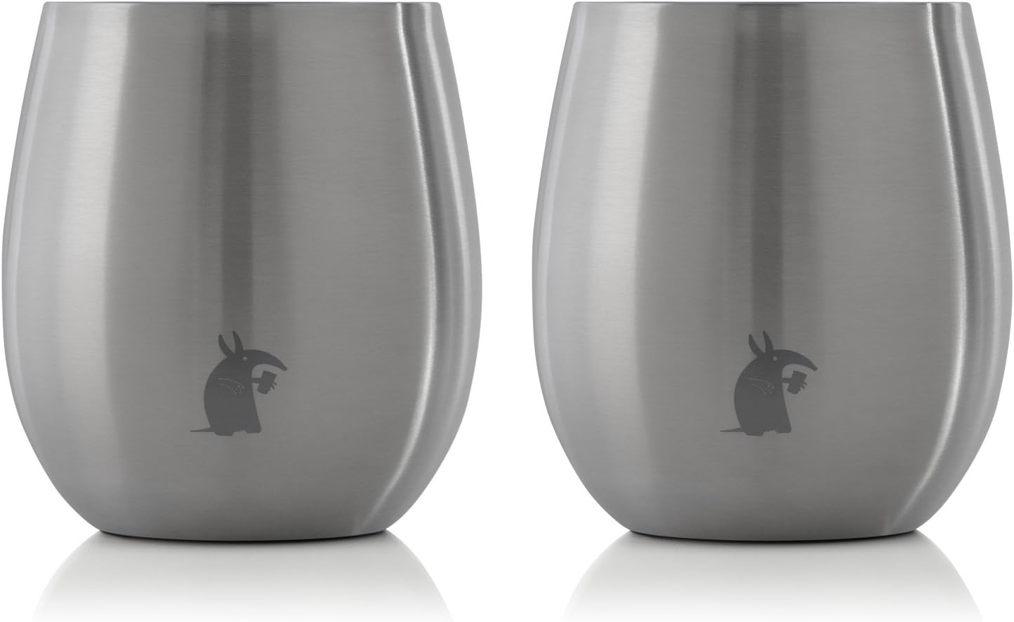8oz Chilled Wine and Cocktail Tumbler, Stainless Steel Double Wall Vacuum Insulated Silver Cup, 2 pack