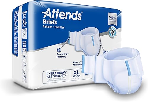 Vista 24 de Attends Calzoncillos desechables para incontinencia para adultos, talla XL, cintura de 58 a 63 pulgadas con cierre de pestaña SecureGrip, absorción