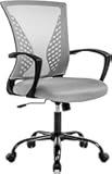 Office Chair Ergonomic Desk Chair Mesh Computer Chair with Lumbar Support Armrest Mid Back Rolling Swivel Task Adjustable Chair for Women Adults, Grey