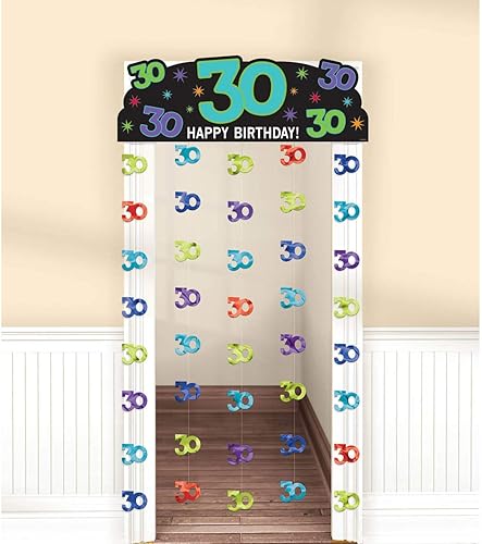 Amscan 240323 Happy 30th Birthday - Cortina para puerta, 1 unidad