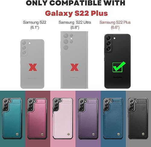 Miniatura 2 de Vinich Funda para Samsung Galaxy S22 Plus con soporte para tarjetas, para Samsung S22 Plus Funda tipo cartera para mujeres y hombres con bloqueo