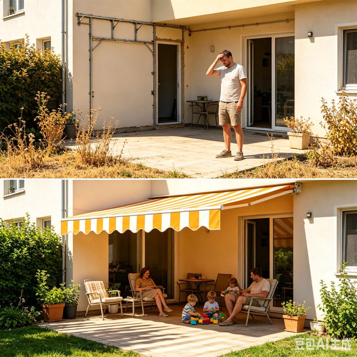 Toile de Remplacement pour Store Banne Rétractable, Tissu Imperméable et Anti-UV, Toile de Rechange pour Auvent de Terrasse Extérieur Protection Solaire Jardin, Toile Seule