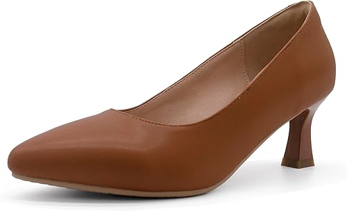 ALLURENANA Zapatos de tacón bajo para mujer, puntera puntiaguda, gruesos, cómodos, sin cordones, tacón de bloque, puntera cerrada, zapatos de vestir