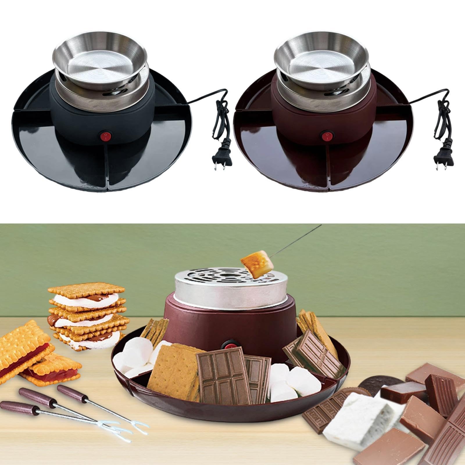 Electric Smores Maker 2 in 1 Marshmallow Roaster for Wedding Family Tabletop Reddish Brown-image-28