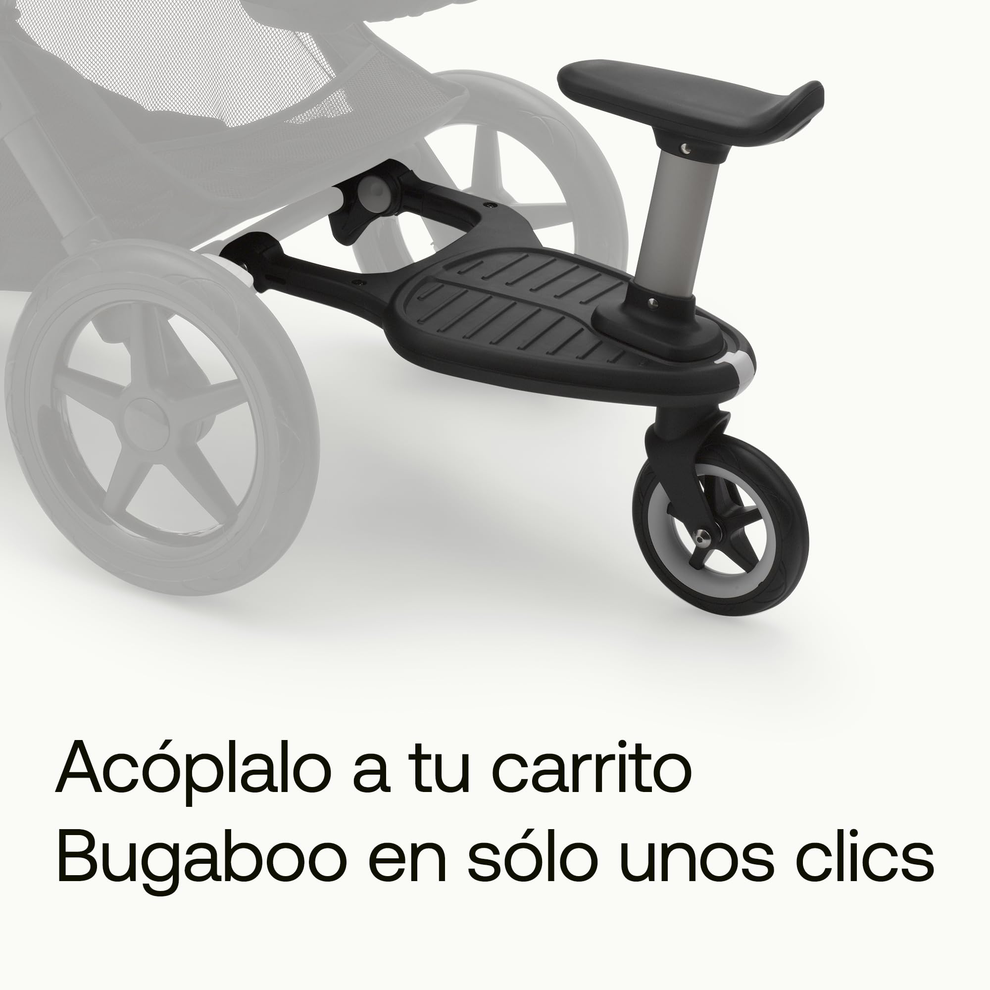 Patinete Acoplado + Bugaboo Comfort, compatible con cualquier carrito Bugaboo, se requieren adaptadores para carritos Cameleon/Donkey/Bee/Buffalo, Buggyboard con opción de Pararse y Sentarse, Negro