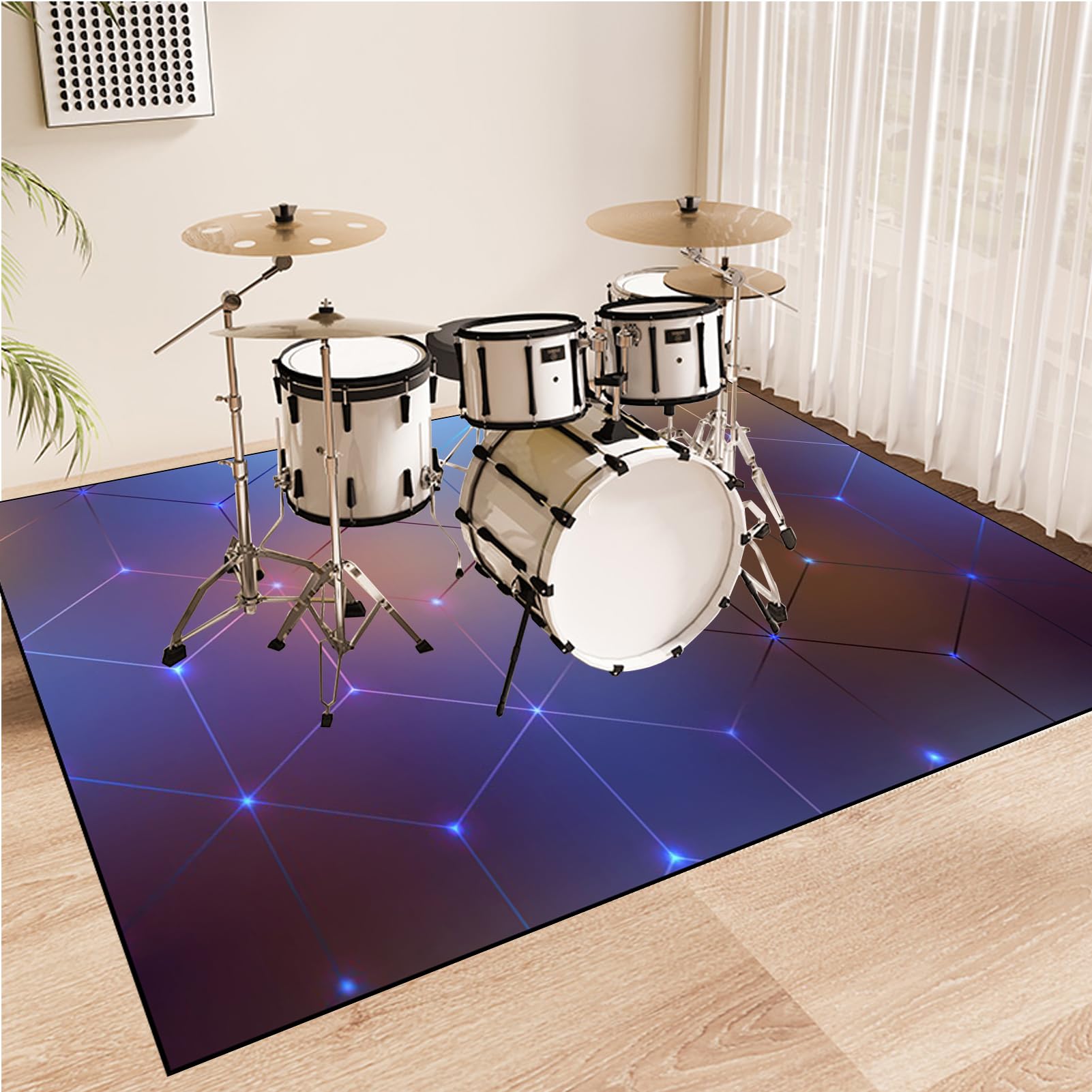 Tappeto professionale antiscivolo insonorizzato per kit jazz elettronici, 210 x 180 cm, ideale per musicisti e studi