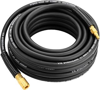 TXECPRO 3/8" x 50ft Hybrid Air Hose: Kink-Resistant, Lightweight, 300 PSI, All-Weather Flexible with Quick Coupler Fittings & Bend Restrictors