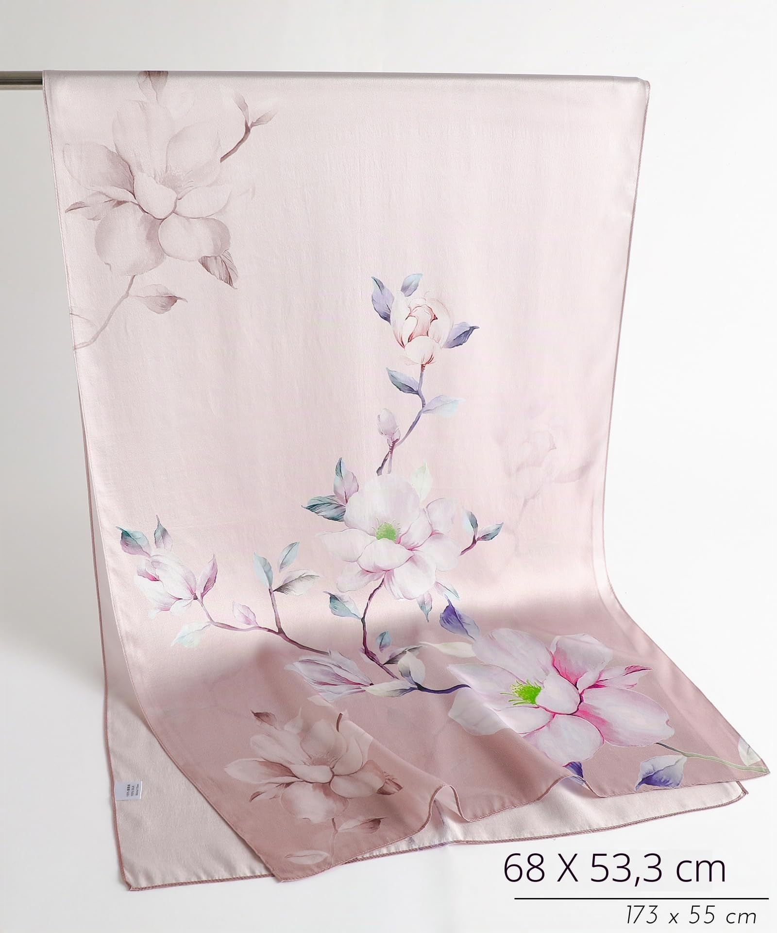PoeticEHome Écharpe Longue en Soie de Mûrier 100% – Châle Foulard Femme | Emballage Cadeau (170x53cm)