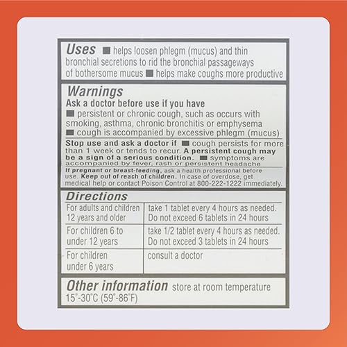 Miniatura 5 de Rugby Alivio de la congestión de pecho Guaifenesina 400 mg expectorante - 60 tabletas de liberación inmediata