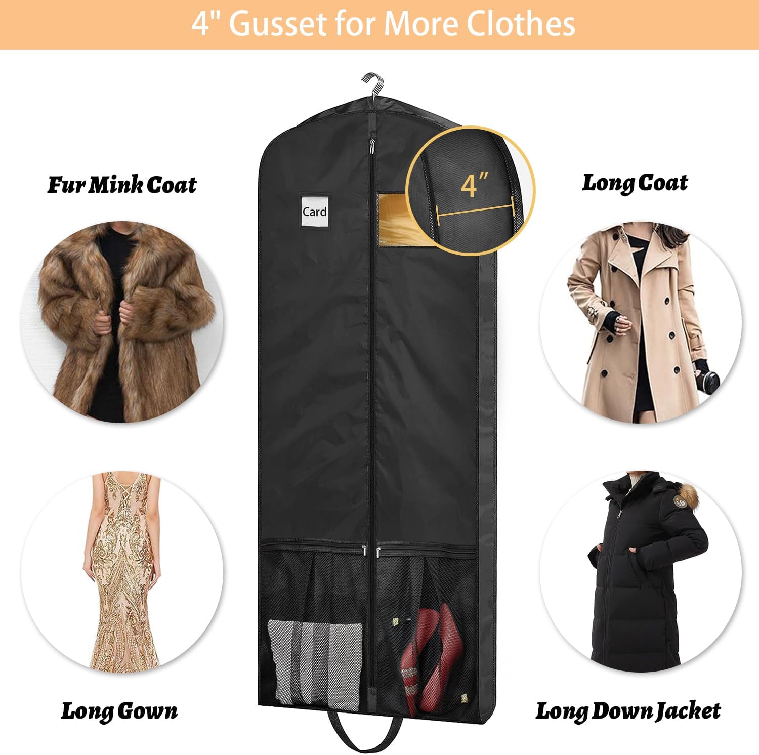 STEPONE Dress Bags for Gowns Long, 65" Dress Garment Bags for Hanging Clothes, Dress Bags for Closet Storage and Traveling, Foldable Dress Cover image 2