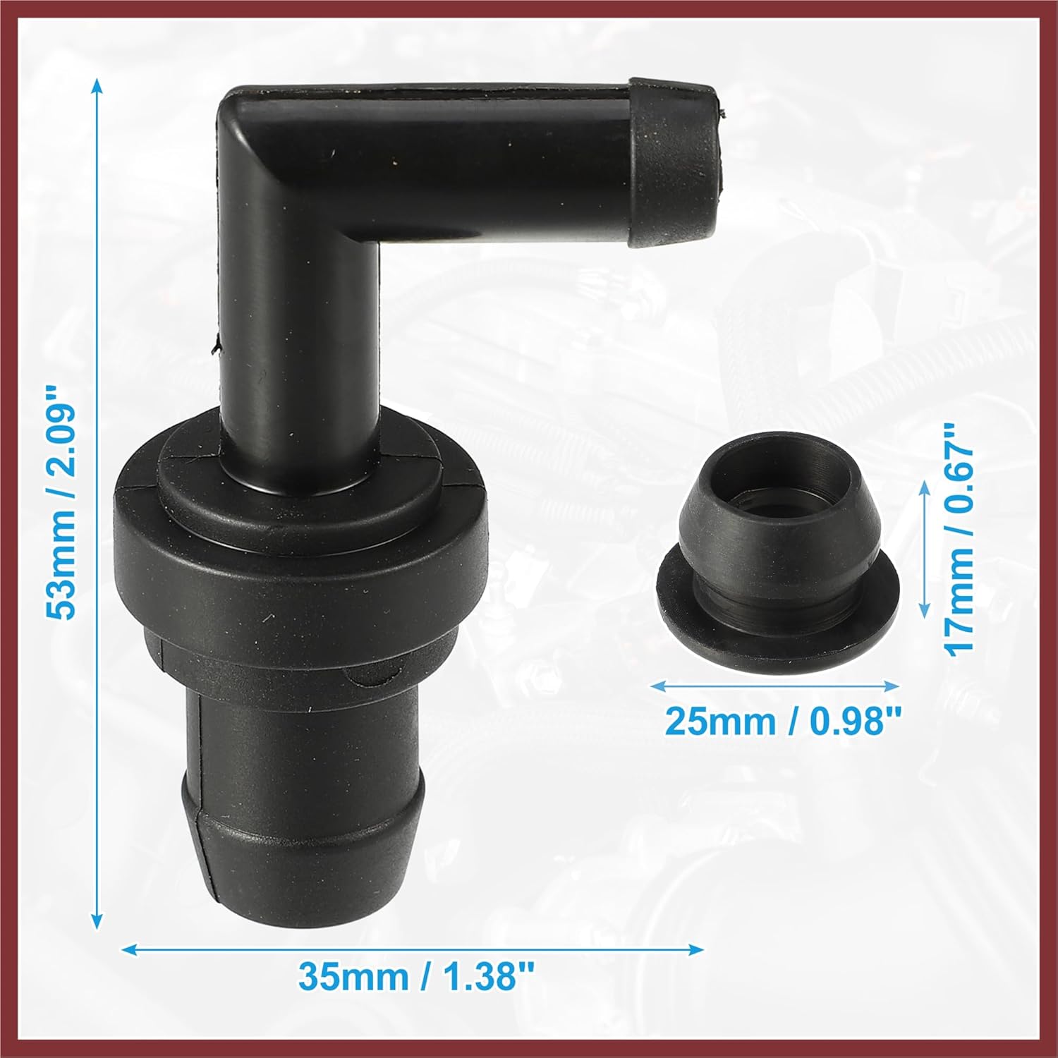 1 Set PCV Valve Grommet Kit Exhaust Positive Crankcase Ventilation Valve Fittings for Mazda Miata 1.8L 1999-2000 No.B54113890A/E30113338A Black Replace Parts