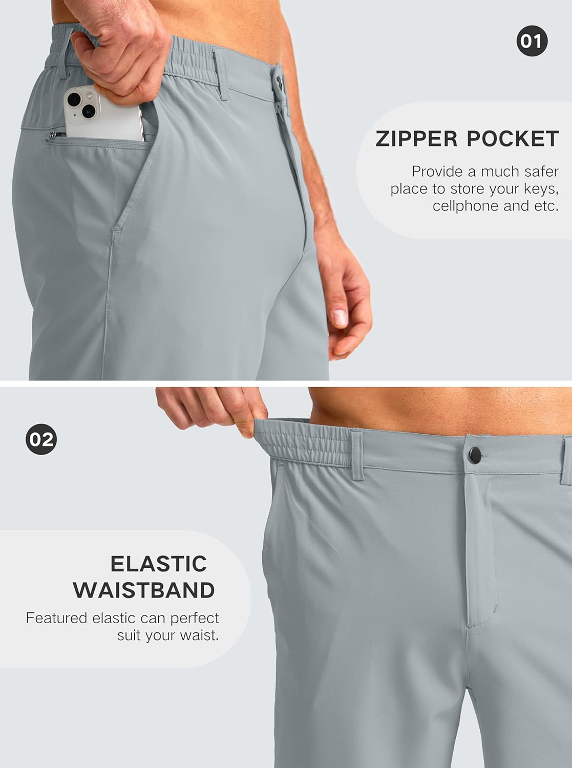 G Gradual Men's Casual Shorts 7" Lightweight Golf Shorts for Men Stretch with 3 Pockets Quick Dry Breathable Work Shorts - Image 3