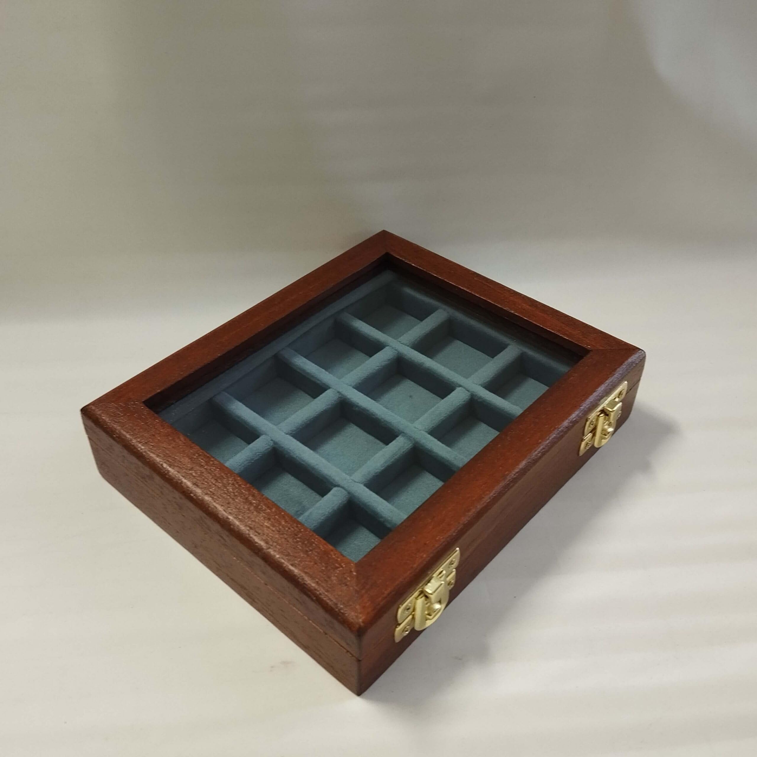 Caja para Monedas de colección 12 Compartimentos Madera Maciza Terciopelo monetario numismática esterlinas marengas follis Monedas Antiguas Hecho a Mano Italia