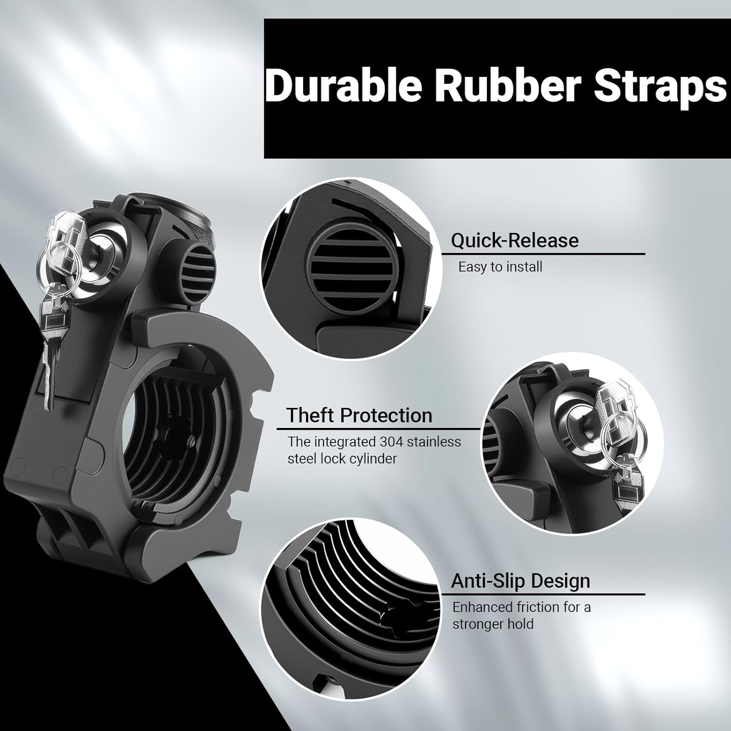 Locking Shovel Holder Quick Release Clamp, Anti-Theft Design,1" to 2" Diameter Tools Mount for Roof Rack Molle Panel Truck UTV ATV Off-Road Vehicle (2Pcs)