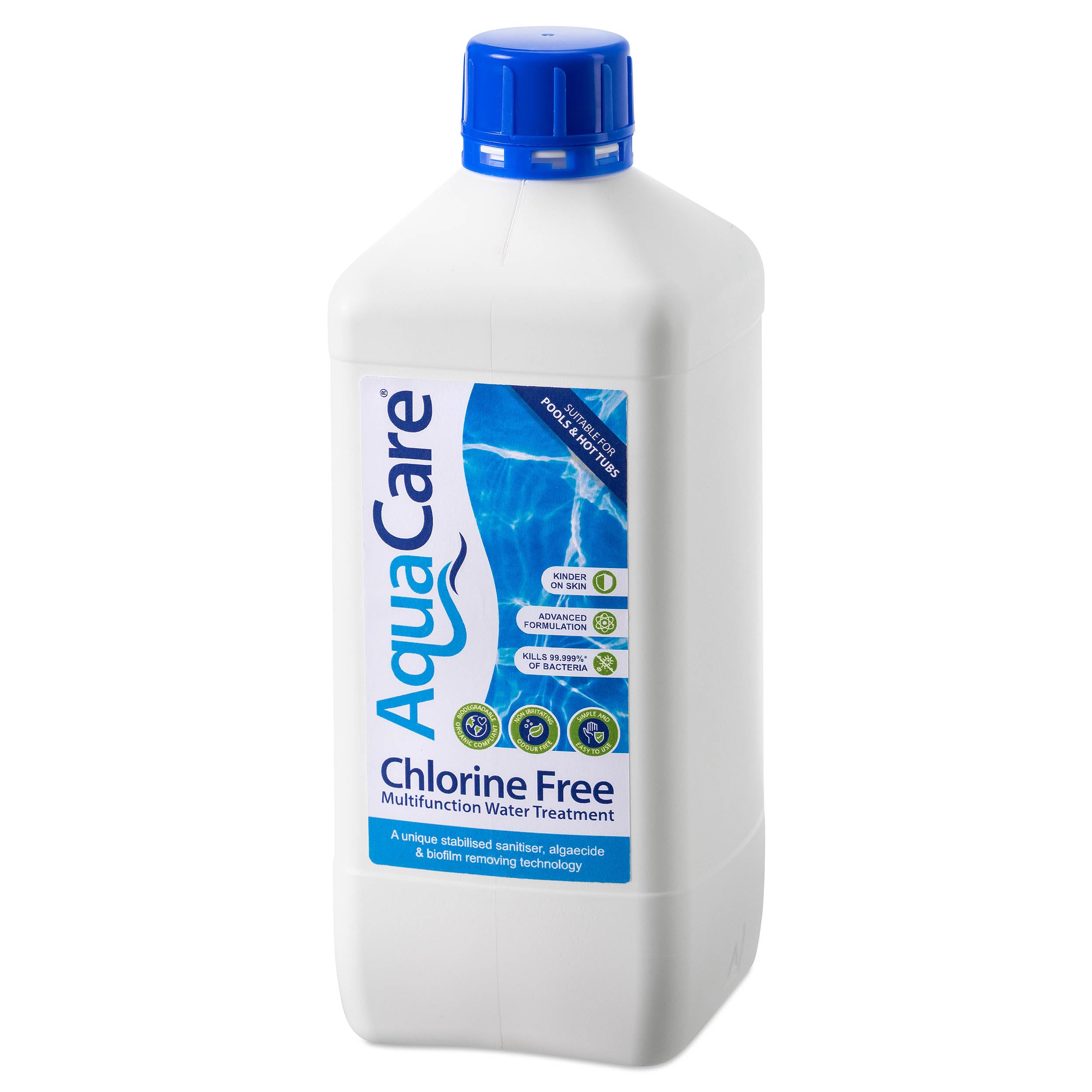 AquaCare CHLORINE FREE Multifunctional Water Treatment, Bromine Alternative for Hot Tubs Ice Baths and Pools, 1L, Kinder on Skin