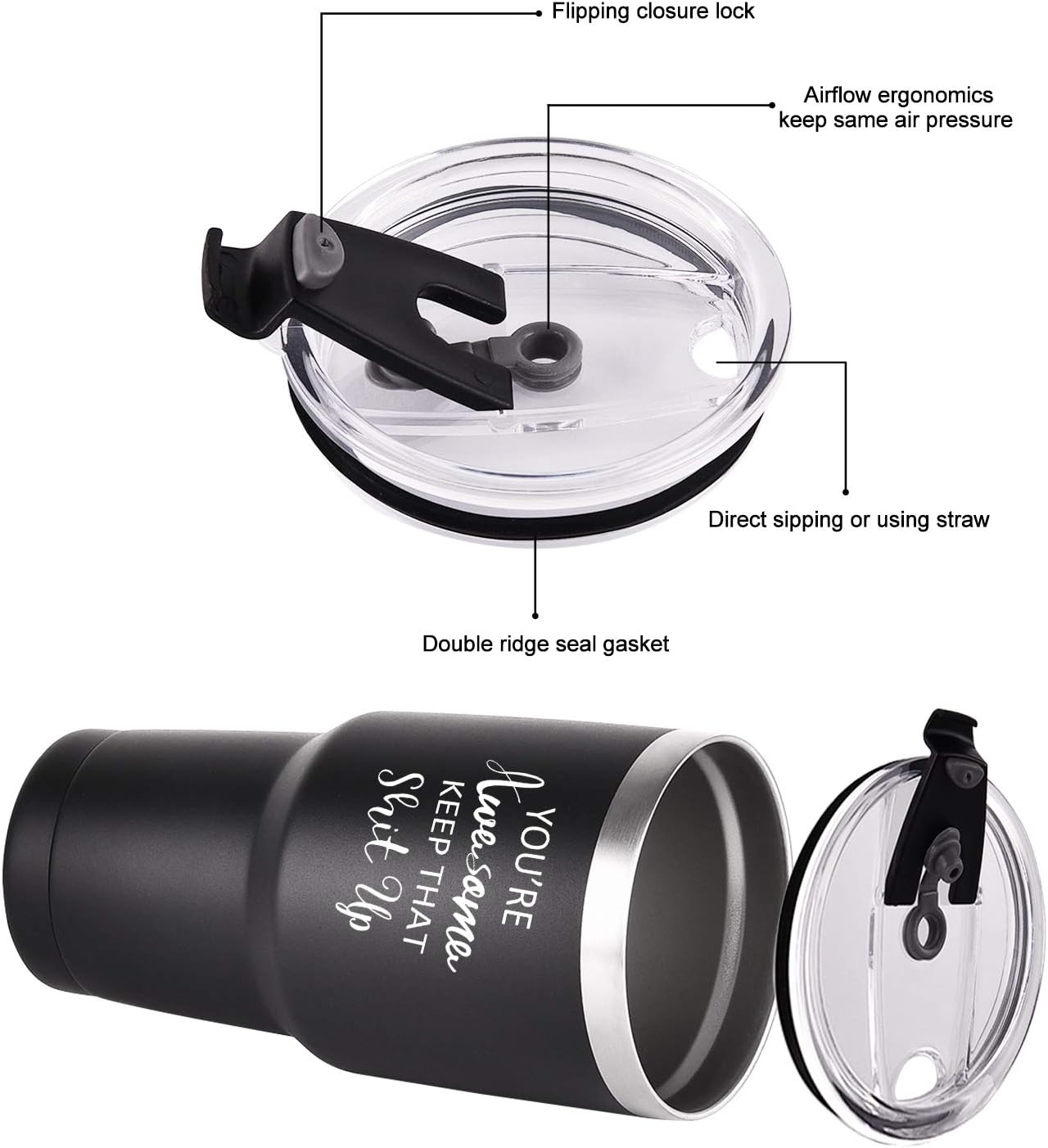 Suреr Chеар 🛒 Lifecapido Funny Idea for Friends Coworker Dad Father Men Classmates, Stainless Steel Insulated Travel Tumbler with Saying, 30 Oz Double Wall Vacuum Tumbler Cups with Lid and Straw, Black