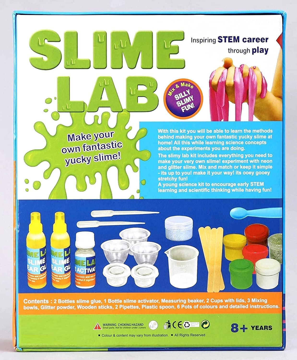 Slime Making Kit for Kids, Educational STEM Science Lab Activity Set, Ages 8+, Complete DIY Kit with Glitter