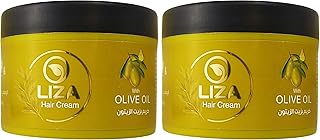 كريم شعر بزيت الزيتون لإصلاح التقصف وتطويل وتكثيف الشعر من ليزا - 150 جم، عبوة من قطعتين