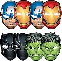Vista 1 de Marvel Avengers Powers Unite - Máscaras de papel - 7.3 x 9.8 pulgadas (8 unidades) - Ideal para celebraciones temáticas y diversión de cosplay