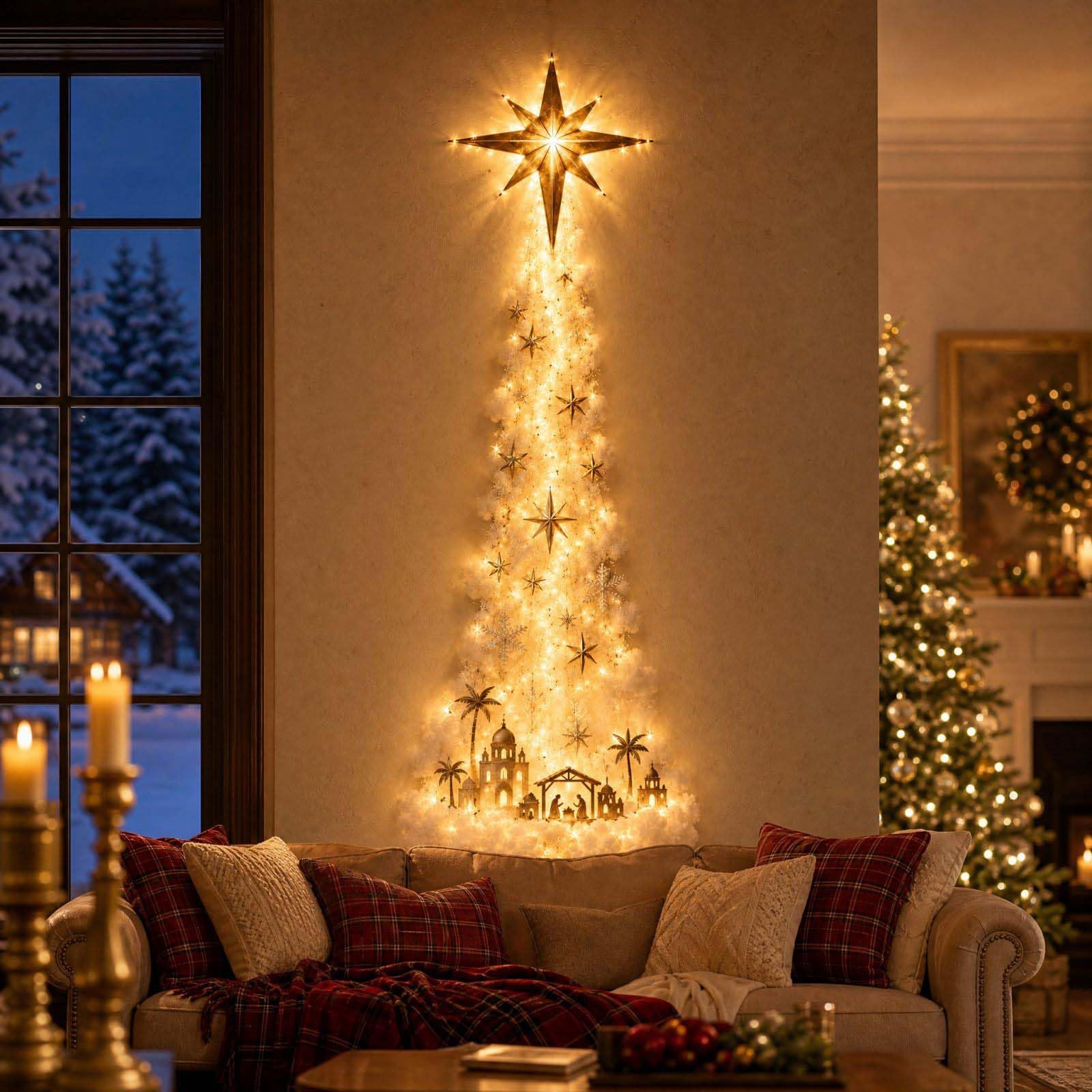Christmas Magic Trail Wall Light, LED Cascading Holiday Decor (I#)