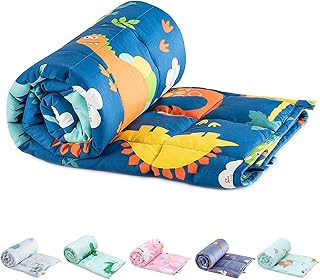 Sivio Kids Weighted Blanket, 5 lbs, 36 x 48 inches, 100% Natural Cotton Heavy Blanket for Kids and Toddler, Blue Dinosaur