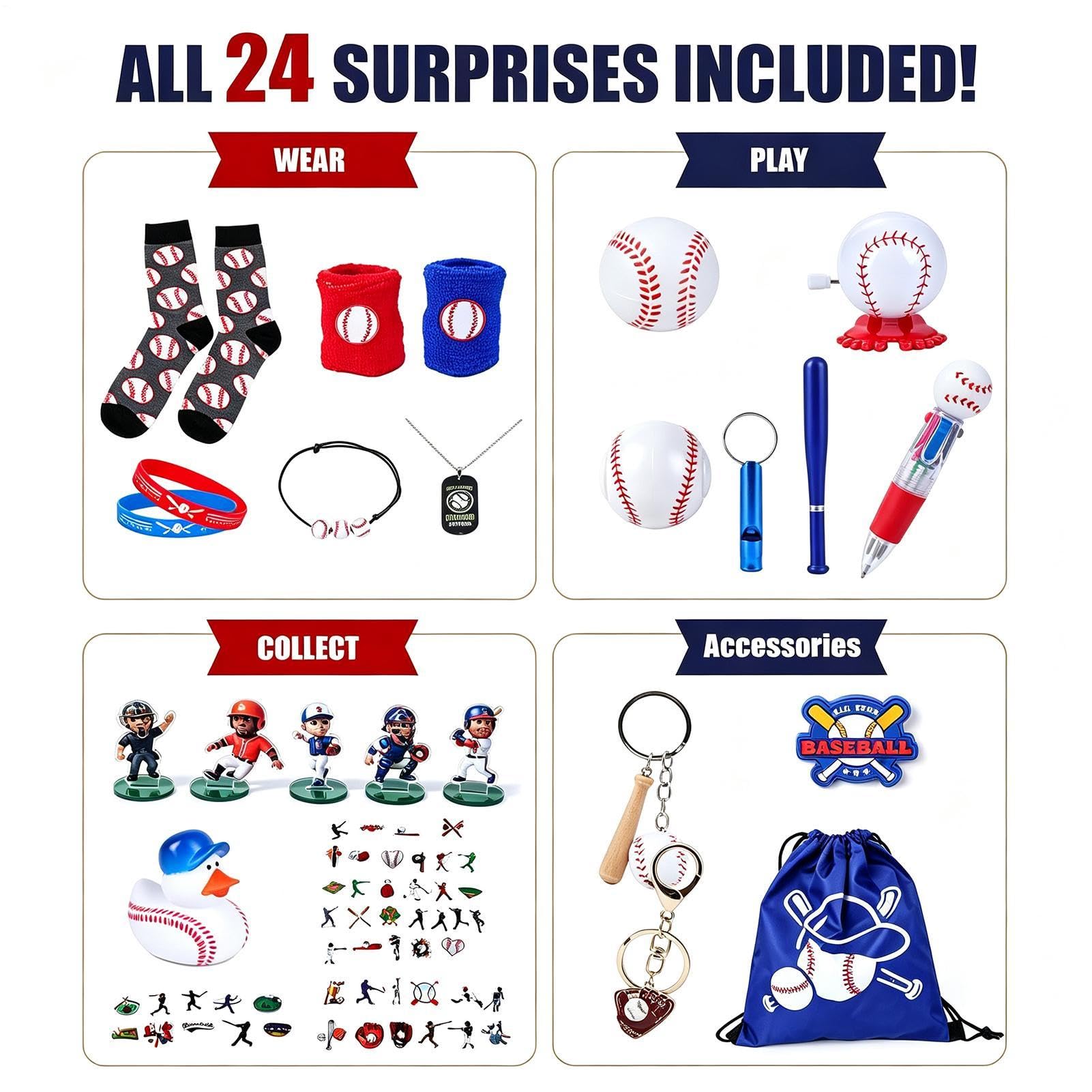 Calendrier de l'Avent Baseball de Noël Accessoires de Baseball à