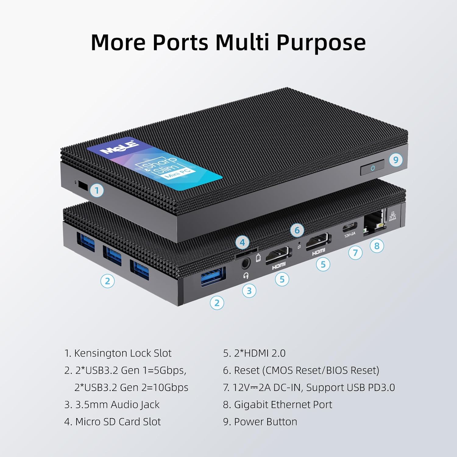 MeLE Fanless Mini PC Quieter3Q 11th Gen N5105 8GB 128GB Windows 11 Pro Micro Computer WiFi 5 Small Desktop Service with USB-C PD, Gigabit Ethernet, Dual HDMI 4K, Auto Power on, PXE Support M.2 SSD - Image 4